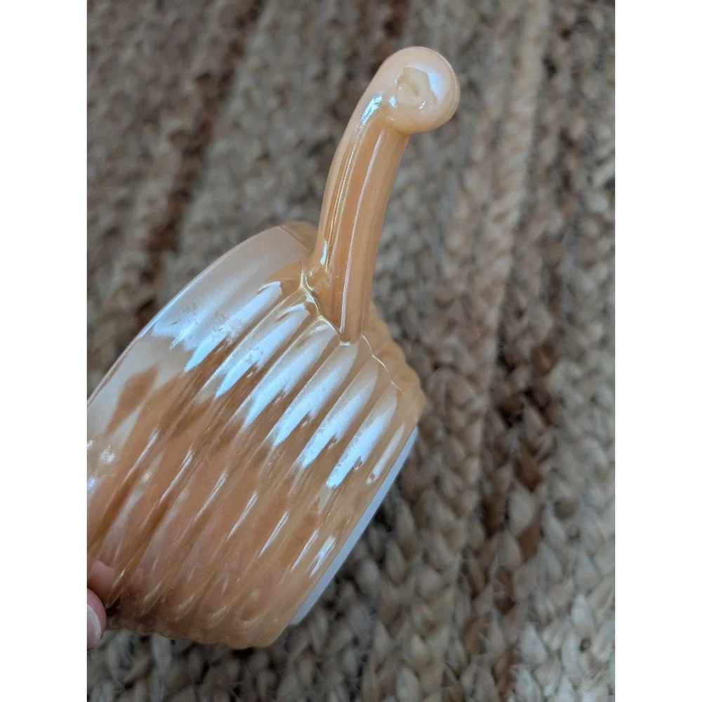 Vintage Fire King Ovenware Peach Lustre Beehive Bowl W/Handle & a 7.5